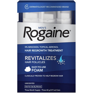 Men's Rogaine Hair Loss and Hair Regrowth Treatment 5% Minoxidil Foam 3-Month
