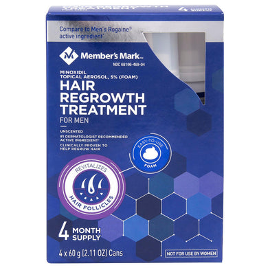 Member's Mark 5% Minoxidil Extra Strength Foam Hair Loss and Hair Regrowth Treatment 4-Month